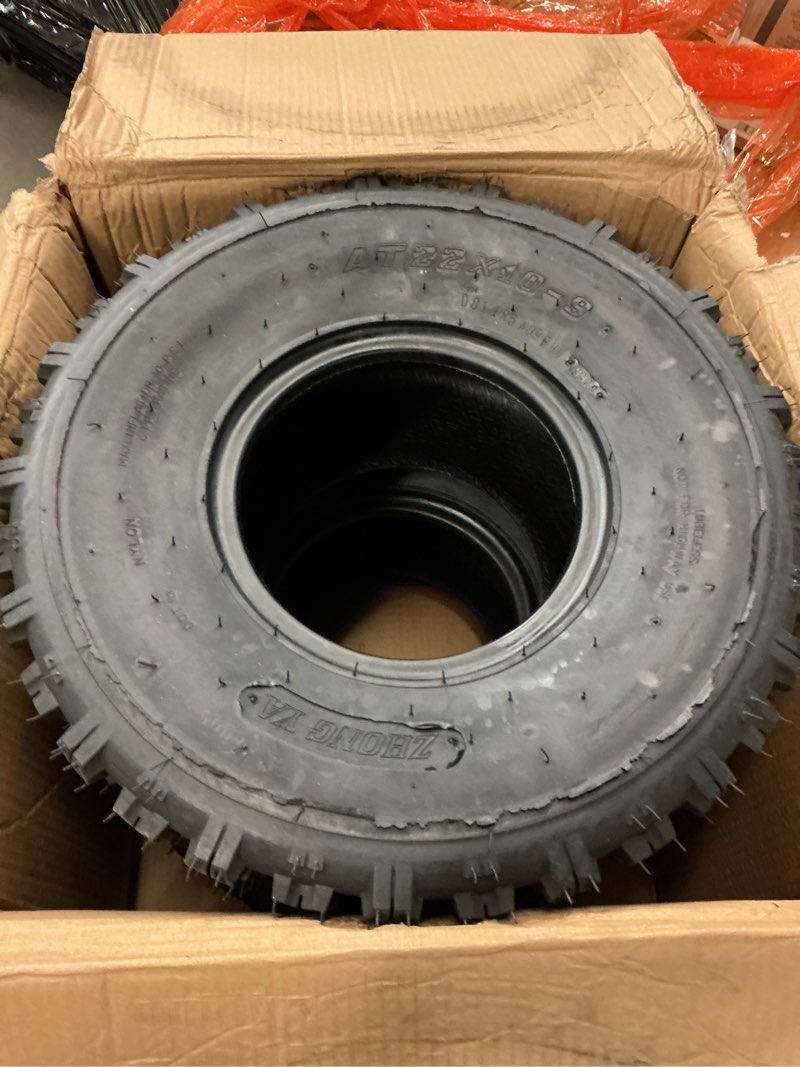 Condition photo showing New/Like New for KAX 2 Pcs 22x10-9 Go Kart ATV Tires for UTV, Dune Buggy, Go Kart and Quad, 6 PR, All Terrain Tubeless Tires with Aggressive Tread, Fits 22x10-9?Z-104) 22x10-9 2 Pack Z-104