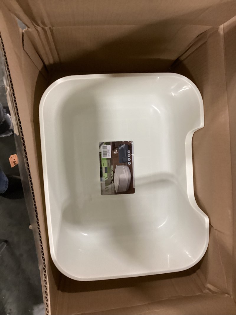 Condition photo showing Good Condition for large cat litter box with high sides, open kitty litter boxes anti-splashing for indoor cat low entry cat litter pan for small and elderly cats, tool-free assembly(19.7” * 15.76” * 8.67” white)