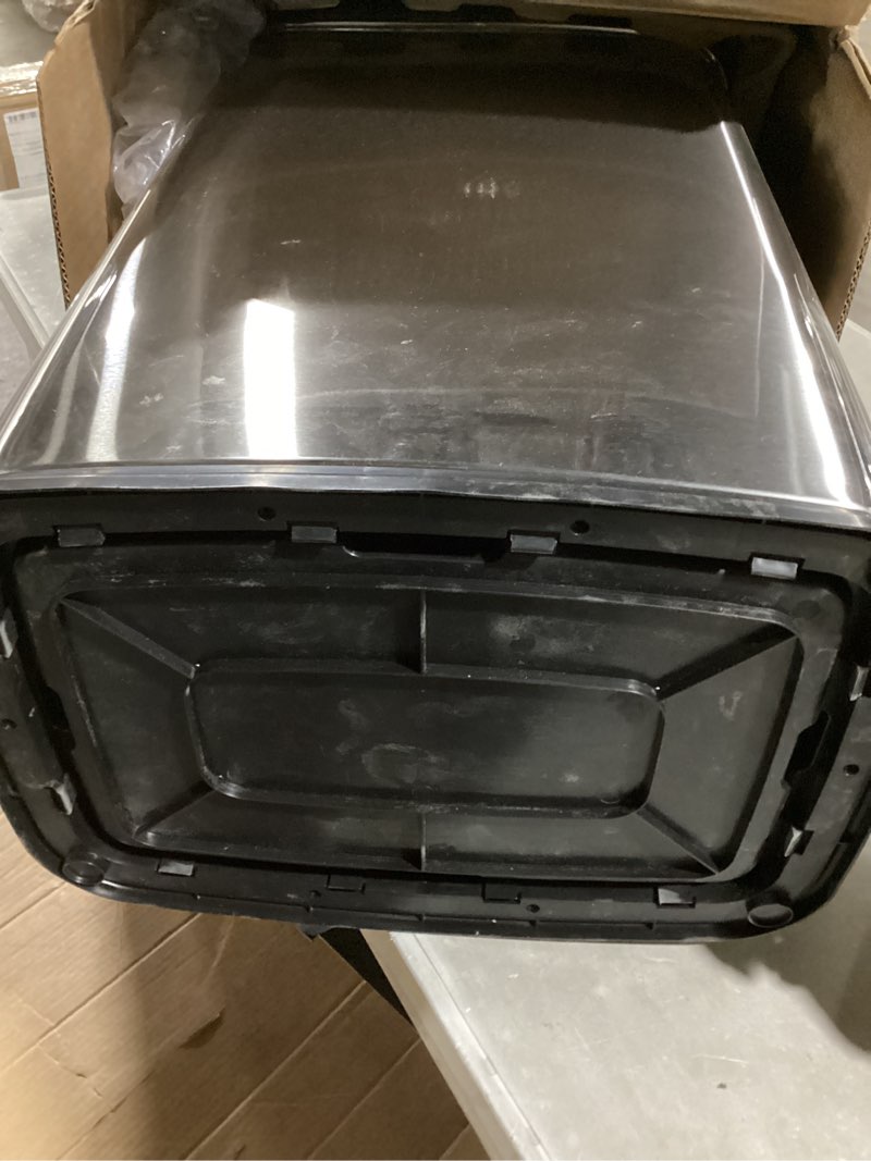 Condition photo showing As Is for Ninestars Automatic Touchless Motion Sensor Rectangular Trash Can 13.2 Gallons, 50L, Silver, 13 Gal. 50 L, Silver Trim