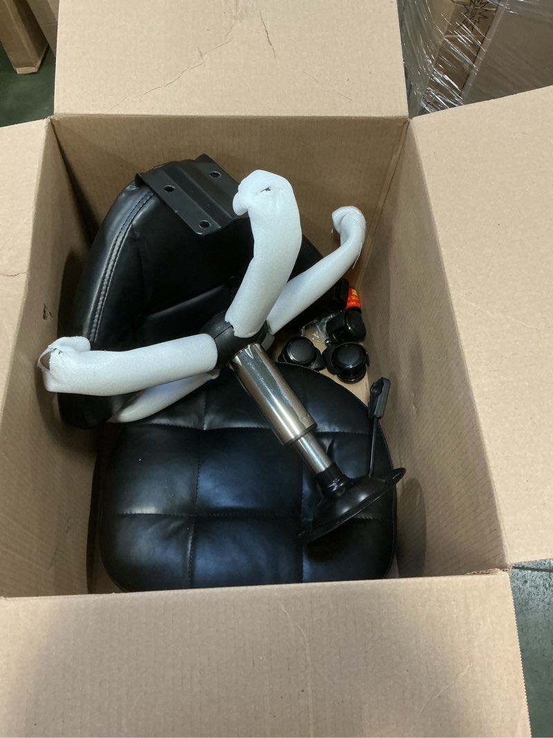 Condition photo showing As Is for Paddie Pedicure Stool for Nail Tech, Hydraulic Salon Spa Stool Back Support Short Height Adjustable Swivel Chair, Perfect for Massage/Tattoo/Esthetician/Shop/Medical, Black 1 Black