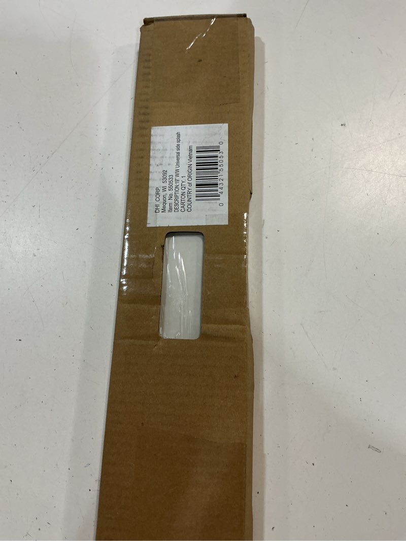 Condition photo showing New/Like New for design house cultured marble side splash, ivory swirl, 18 3/8 in w x 5/8 in d, 550533 ivory swirl 18 3/8 in. w x 5/8 in. d side splash