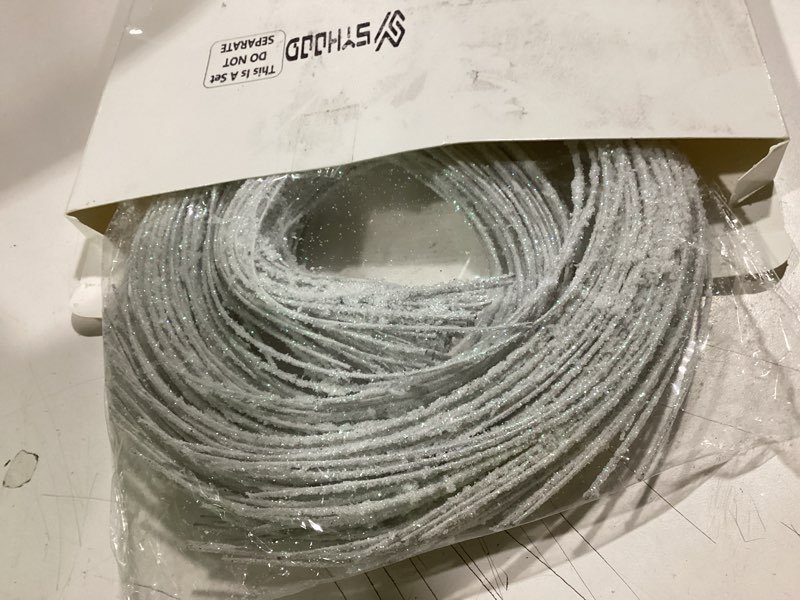 Condition photo showing New/Like New for Glitter Curly Ting Ting Branches Christmas Branches Vase Filler Artificial Curly Twigs for Christmas Tree Garland Wreath Decoration, Craft Vases Home Garden Decoration (White,80 Pieces) White 80