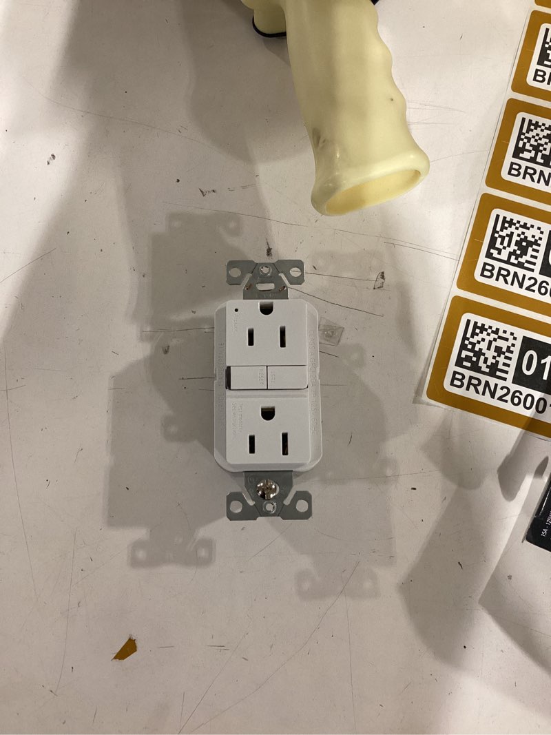 Condition photo showing As Is for Eaton 15 -Amp 125-volt GFCI Residential Decorator Outlet Receptacles , White