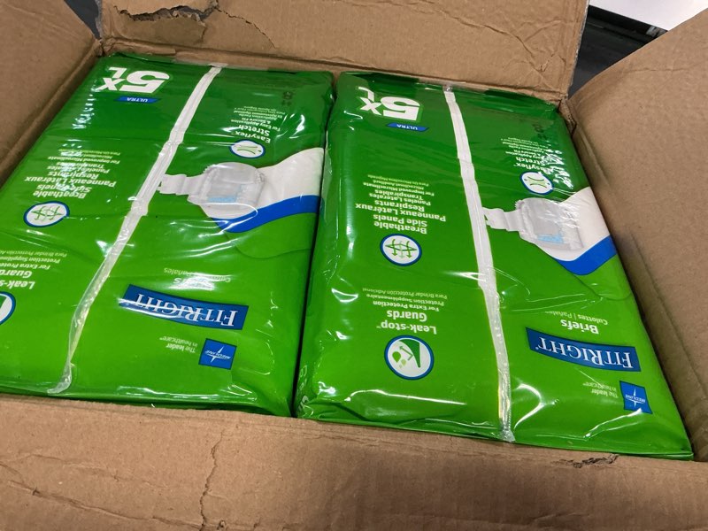 Condition photo showing New/Like New for FitRight Bariatric Adult Diapers, Ultra Heavy Absorbency, 5XL (Waist Size 90in-106in), 32 Count, Disposable Incontinence Briefs for Men and Women, Moisture-Wicking, Leak Protection, 32 Count 5XL