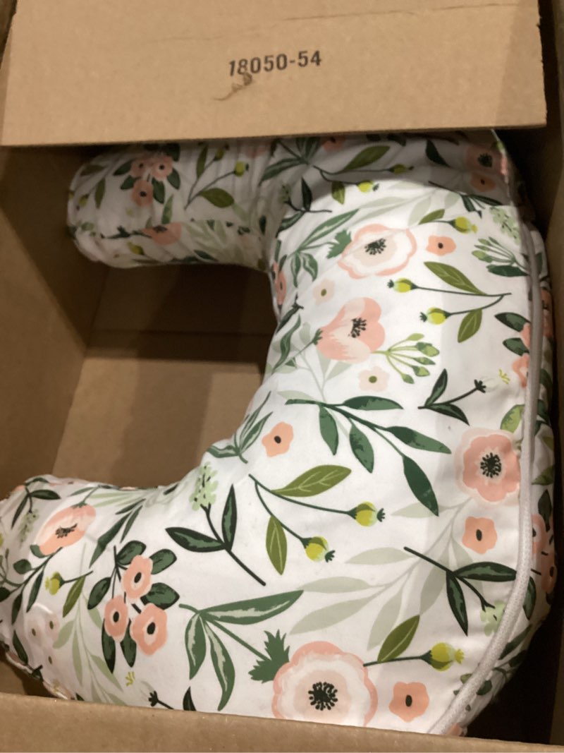 Condition photo showing Good Condition for boppy nursing pillow - firm, ergonomic u-shaped bottle and breastfeeding pillow with high lift for comfort and support, spacious surface - pink garden flowers new nursing pillow pink garden flowers
