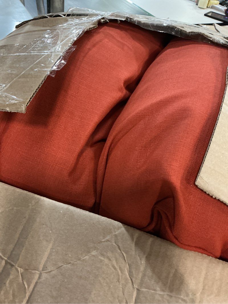 Condition photo showing Good Condition for cozyvida outdoor deep seat cushion set of 2,20.5" x 21.5"x3.5" patio cushions resilient foam filling, water-resistant stain-resistant uv-resistant 1000+ hrs, weather resistant,ykk zippers,chili chili 20.5"x21.5"x3.5" 2sets