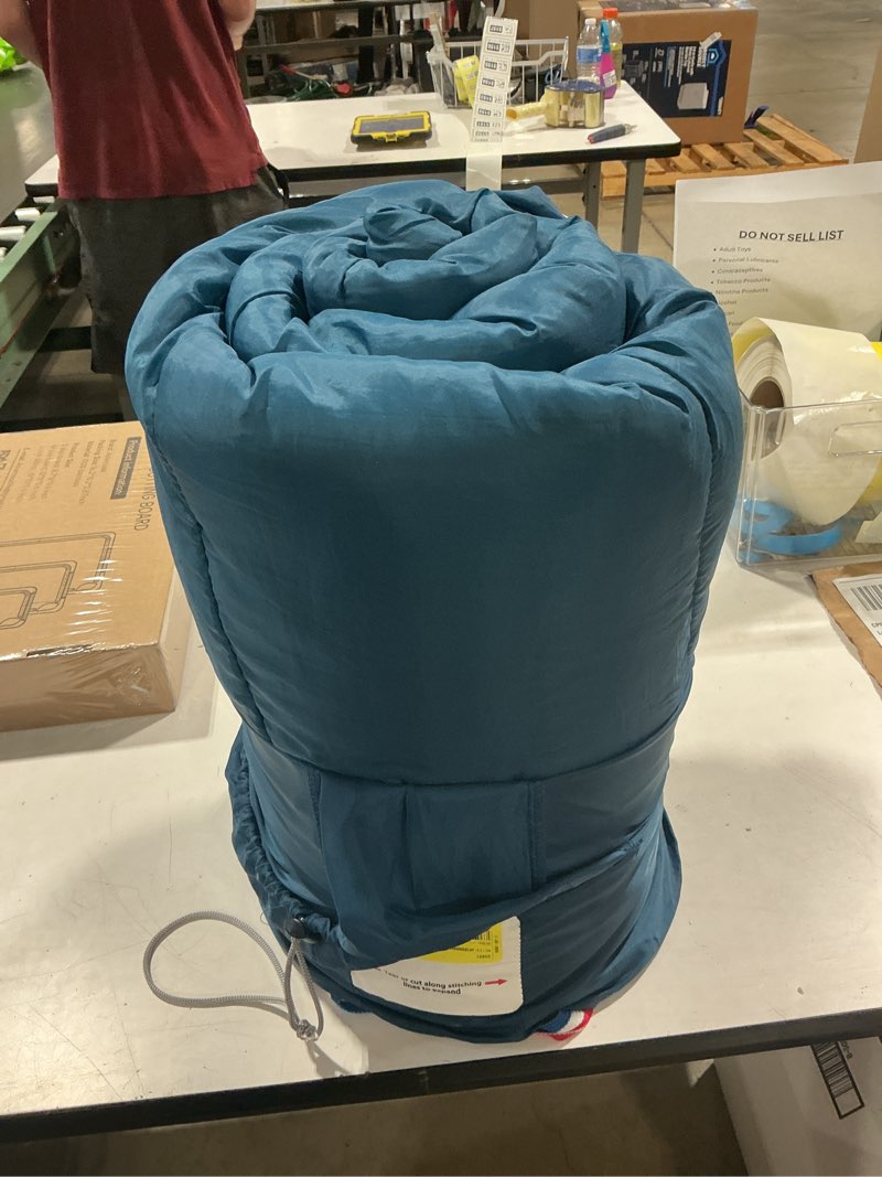 Condition photo showing Good Condition for ozark trail 35-degree cool weather rectangular sleeping bag, blue, 33"x77"
