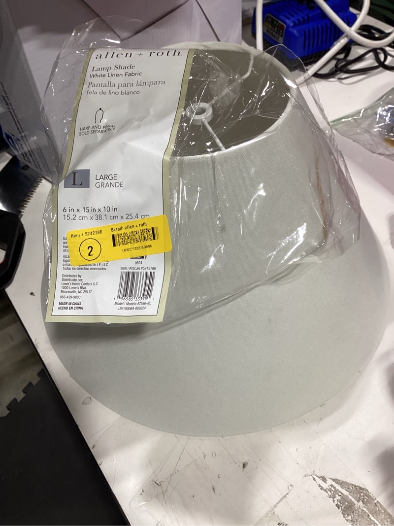 Condition photo showing Good Condition for allen + roth 10-in x 15-in white linen empire lamp shade