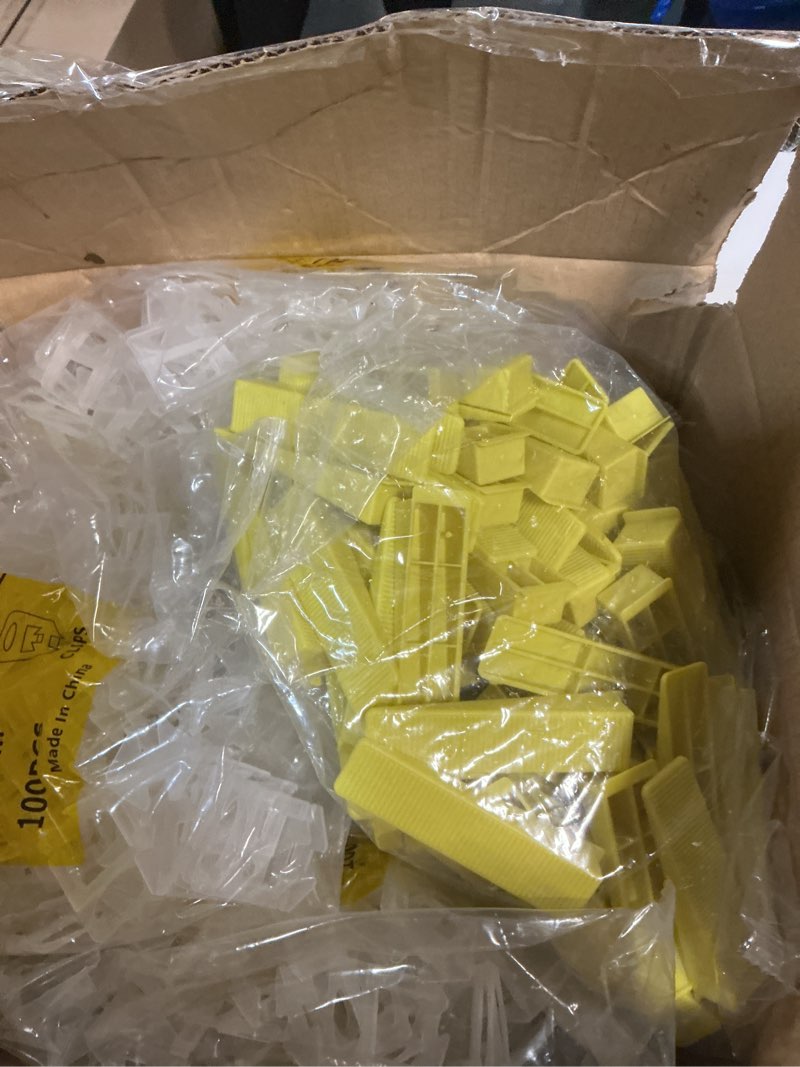 Condition photo showing New/Like New for tile leveling system 1/8”kit, 600pcs tile leveler spacers clips+200pcs reusable wedges+1pc tile pliers for wall/floor tile adjustment, tile leveler tool set for tile & stone installation(1/8",yellow)