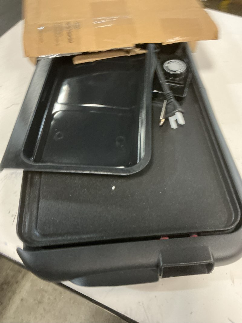 Condition photo showing New/Like New for bella electric griddle with warming tray - smokeless indoor grill, nonstick surface, adjustable temperature & cool-touch handles, 10" x 18", copper/black, pfoa & ptfe free 10 x 18"