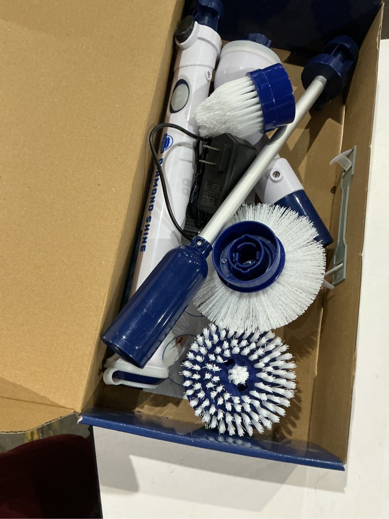 Condition photo showing As Is for diamond shine turbo scrubber - electric power scrub bathrooms  bathtubs  tile  floors - 3 replaceable brush heads