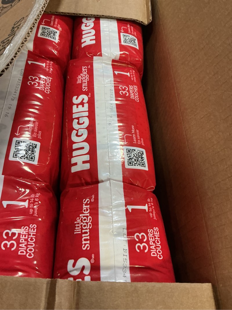 Condition photo showing New/Like New for Huggies Size 1 Diapers, Little Snugglers Diapers, Size 1 (8-14 lbs), 198 Count (6 Packs of 33), Packaging May Vary