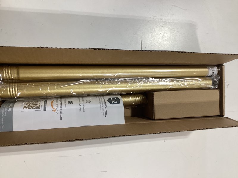 Condition photo showing New/Like New for YNL Gold Shower Curtain Rod 32-80 Inch(2.7-6.6ft), Non Slip, Never Rust, No Drill Stainless Steel Spring Tension Shower Rod, Telescoping Curtain Rod for Bathroom Window Living Room Gold 32-80Inch