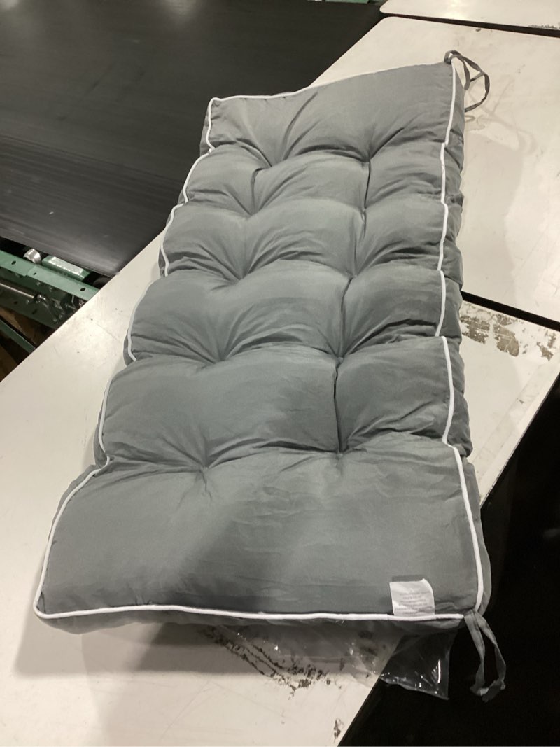 Condition photo showing Good Condition for 41 in tufted outdoor bench swing cushions with ties 2 seater | weather resistant loveseat cushion for patio porch swing
