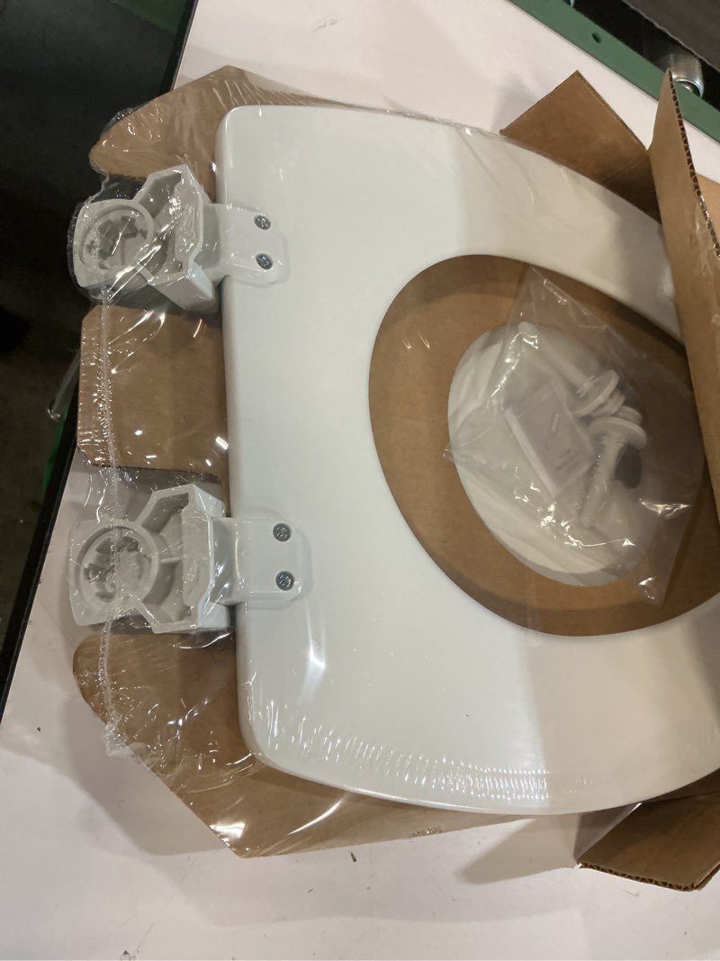 Condition photo showing New/Like New for CHURCH Toilet Seat, Easy Clean Hinges Release for Deep Cleans, Durable Enameled Wood Seat, Elongated, White Elongated White