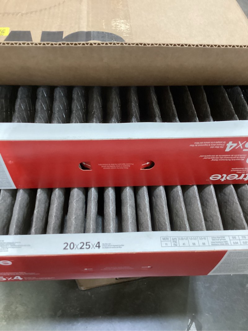 Condition photo showing Good Condition for filtrete 20x25x4 air filter merv 11, mpr 1000 micro allergen defense 2-pack, fits honeywell & aprilaire, ac furnace hvac filters for home, pleated electrostatic (actual size 19.88 x 24.63 x 4.31 in)