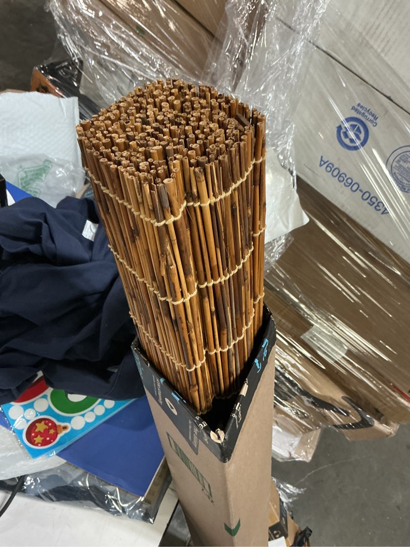 Condition photo showing As Is for Radiance Cord Free Bamboo Shades - Roll-Up Shades for Porch, Patio & Interior Windows - Bamboo Shades for Indoor & Outdoor - Cocoa - 60" W x 72" L - (3370760E) Cocoa 60"W x 72"H Shade