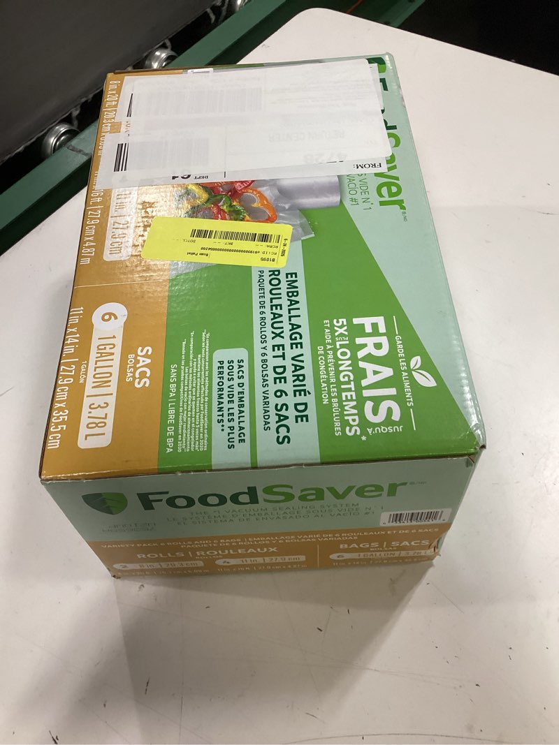 Condition photo showing New/Like New for foodsaver vacuum seal variety pack, rolls and bags