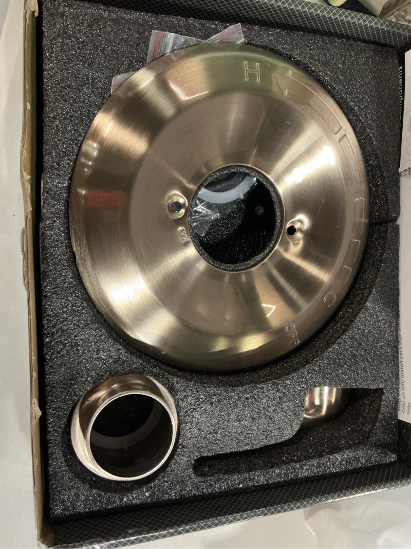 Condition photo showing Good Condition for shower trim kit replacement for 13/14 series, shower cover plate with handle fit champagn gold, shower cover plate with handle (valve& catridge not inclued) champagn gold 1