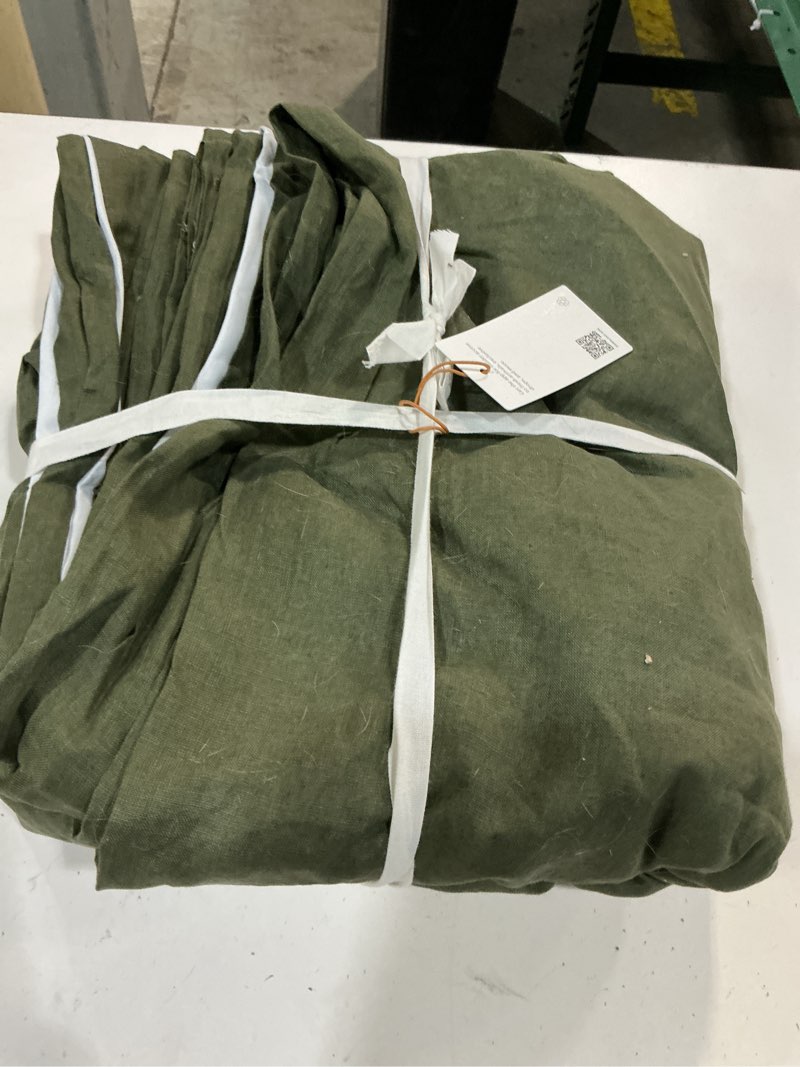 Condition photo showing As Is for european linen true blackout curtain, 96x108, hunter green