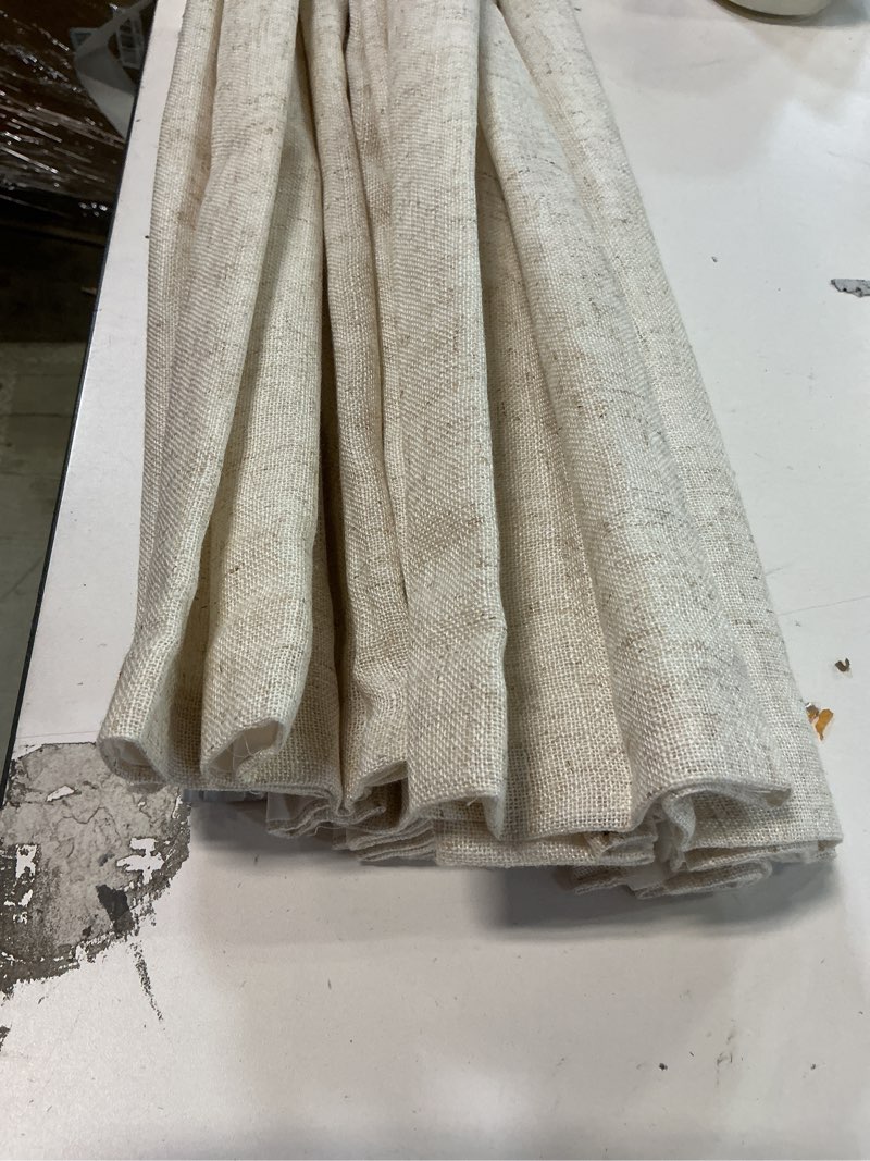 Condition photo showing As Is for Aimnid Cordless Linen Roman Shades for Windows, Natural Linen Room Darkening Roman Blinds, Custom Washable Fabric Roman Window Shades for Home, French Doors, Kitchens 98"W x 118"H