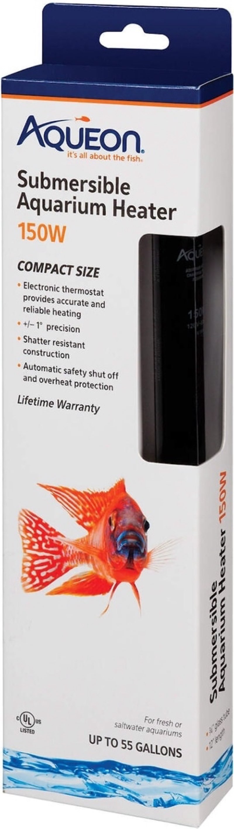Aqueon Glass Adjustable Aquarium Heater, 150-watt