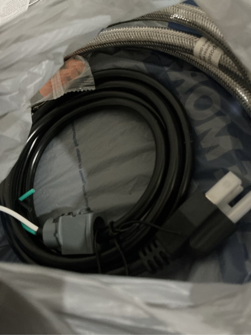Condition photo showing As Is for eastman 8-ft 3/8-in compression inlet x 3/4-in hose thread outlet braided stainless steel dishwasher connector