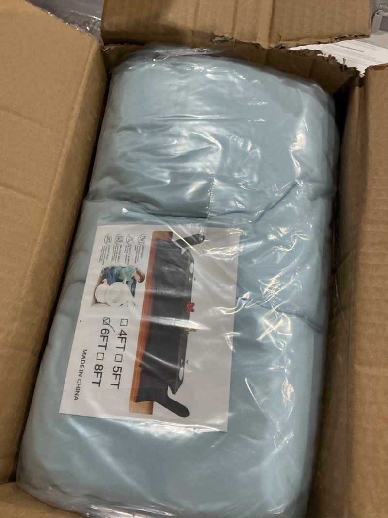 Condition photo showing Good Condition for obstal 6ft stretch spandex table cover - 4 pack universal rectangular fitted tablecloth protector for wedding, banquet and party (dusty blue, 72l x 30w x 30h inches) dusty blue 6 ft | 4 pack