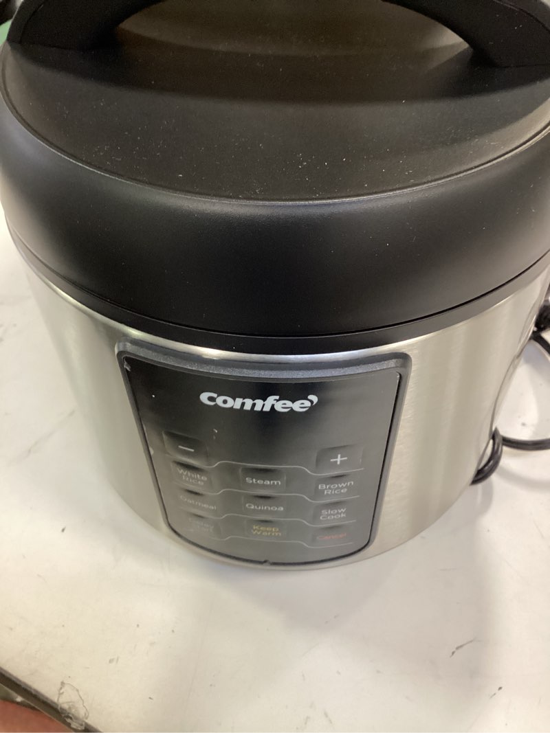 Condition photo showing Good Condition for COMFEE' Compact Rice Cooker, 6-in-1 Stainless Steel Multi Cooker, Slow Cooker, Steamer, Saute, and Warmer, 2 QT, 8 Cups Cooked(4 Cups Uncooked), Brown Rice, Quinoa and Oatmeal, 6 One-Touch Programs Basic_4 Cups Uncooked