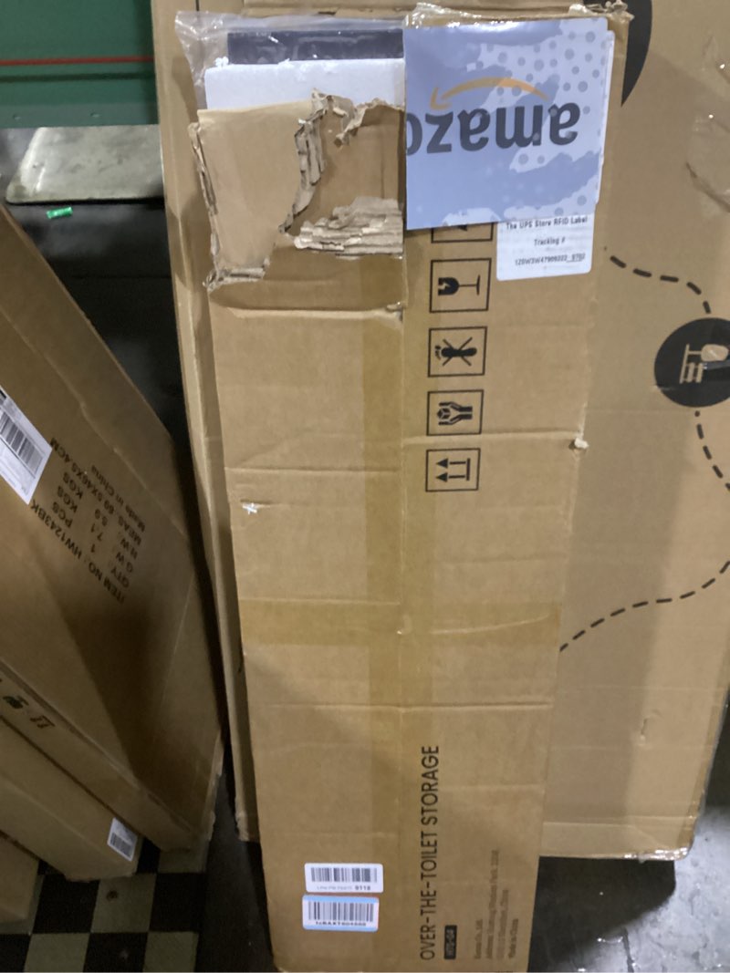 Condition photo showing Good Condition for Over-The-Toilet Storage Rack, 4-Tier Bathroom Organizer Shelf Over Toilet with Adjustable Shelf and Basket, Freestanding Space Saver Bathroom Shelves Above Toilet for Room (Vintage Brown)