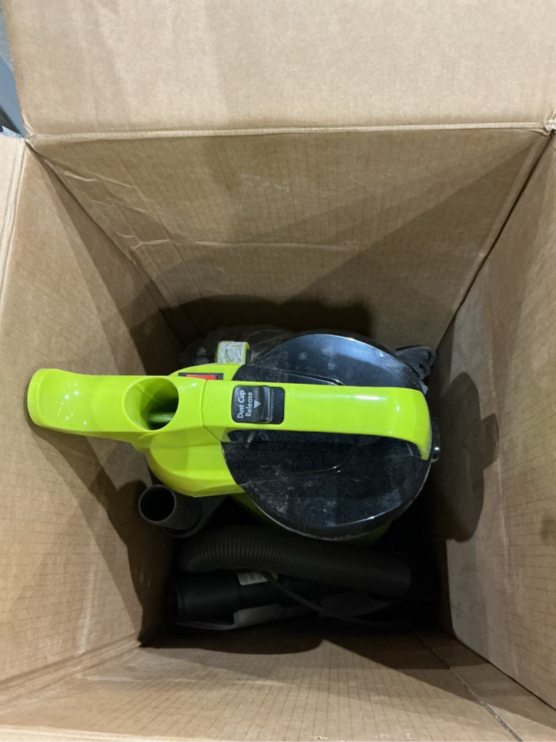 Condition photo showing As Is for kenmore du2001 bagless upright vacuum carpet cleaner with 2-motor system, xl dust cup, 3-in-1 combination tool yellow