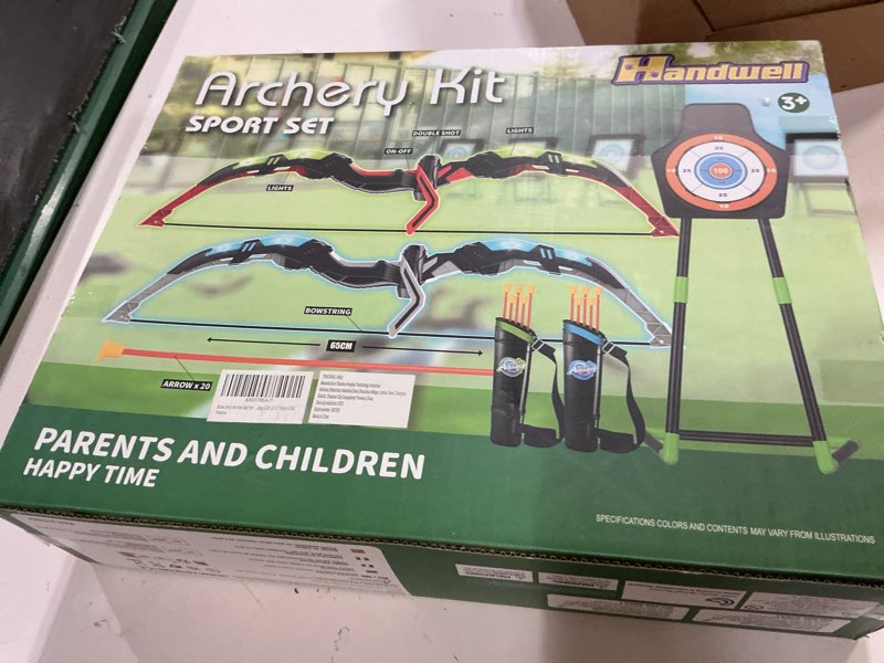 Condition photo showing New/Like New for bow and arrow set for kids, 2-pack led light up archery set with 20 suction cup arrows, indoor and outdoor toy for boys girls age 4-8 8-12 with standing target&2 quivers, birthday gift 3-12 years old 2-pack-standard