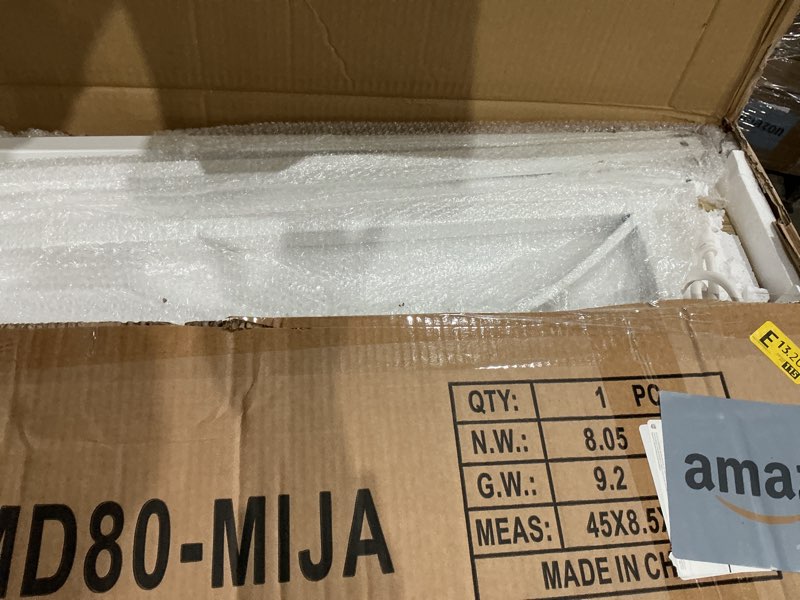 Condition photo showing Good Condition for Mini Desk, 31.5" Small Desk for Bedroom with Power Outlet, Foldable Desks for Small Spaces & Home Office, Easy Assembly, Beige Floor Patten