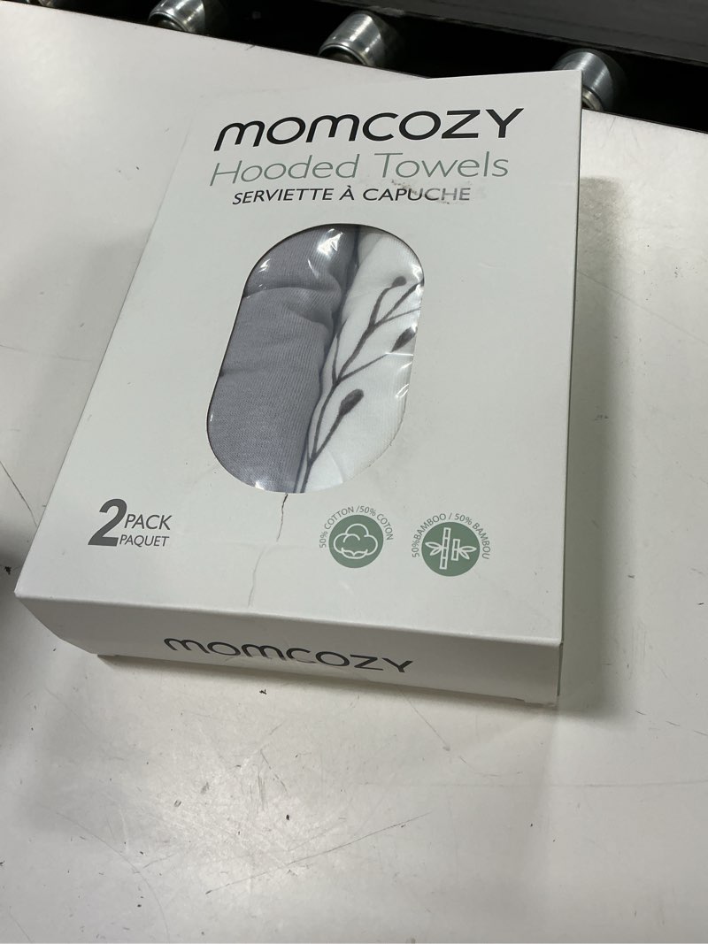 Condition photo showing New/Like New for momcozy baby hooded towel-made from cotton, suitable for newborn shower gifts, 2 count (pack of 1), 28 x 28 inch, ink wash leaves ink wash leaves newborn bath towel ( 28 x 28 inch )