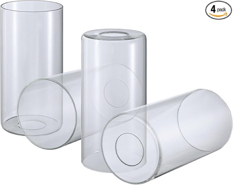 Aspen Creative 23647-60-3 Clear Glass Shade, 1-5/8" Fitter Size, 3-3/4" Diameter x 7-1/2" Height, 3 