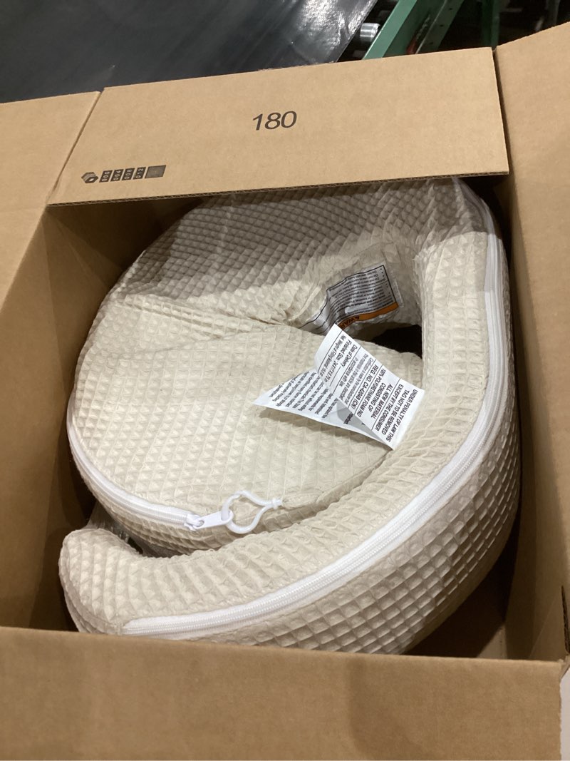 Condition photo showing Good Condition for My Brest Friend Super Deluxe Nursing Pillow-Enhanced Comfort & Ergonomic Breastfeeding Pillow for Ultimate Support For Mom & Baby-Adjustable and with Handy Side Pocket,100%Woven Cotton Oatmeal Waffle Oatmeal Waffle Super Deluxe