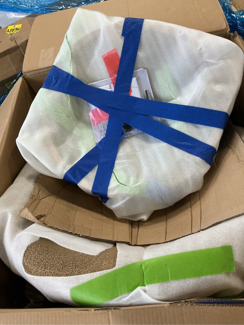 Condition photo showing New/Like New for Swivel Accent Chair Round Barrel Armchair Upholstered Performance Fabric for Living Room Bedroom Reading Waitingroom,1 PCS,Sand