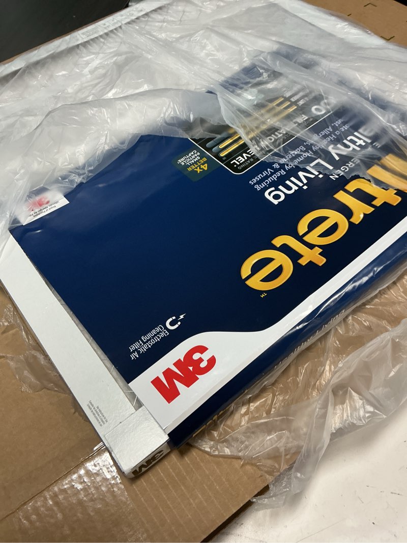Condition photo showing As Is for (only 1 pack)filtrete 20x20x1 ac furnace air filter, merv 13, mpr 1900, premium allergen, bacteria & virus filter, 3-month pleated 1-inch electrostatic air cleaning filter, 2-pack (actual size 19.69x19.69x0.78 in)