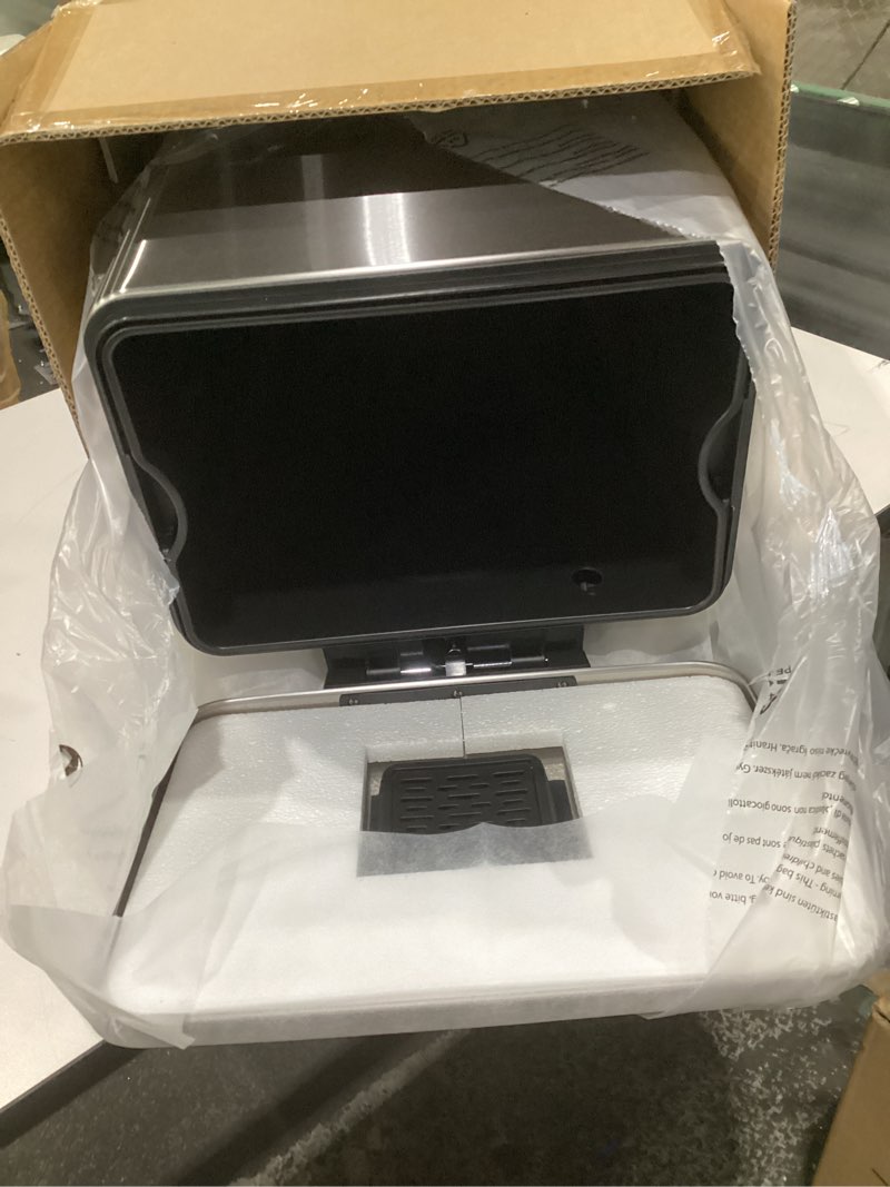 Condition photo showing Good Condition for simpli-magic 50 liter / 13.2 gallon soft-close, smudge resistant trash can with foot pedal and built in filter- stainless steel, sleek finish silver 50l/13.2 gallon