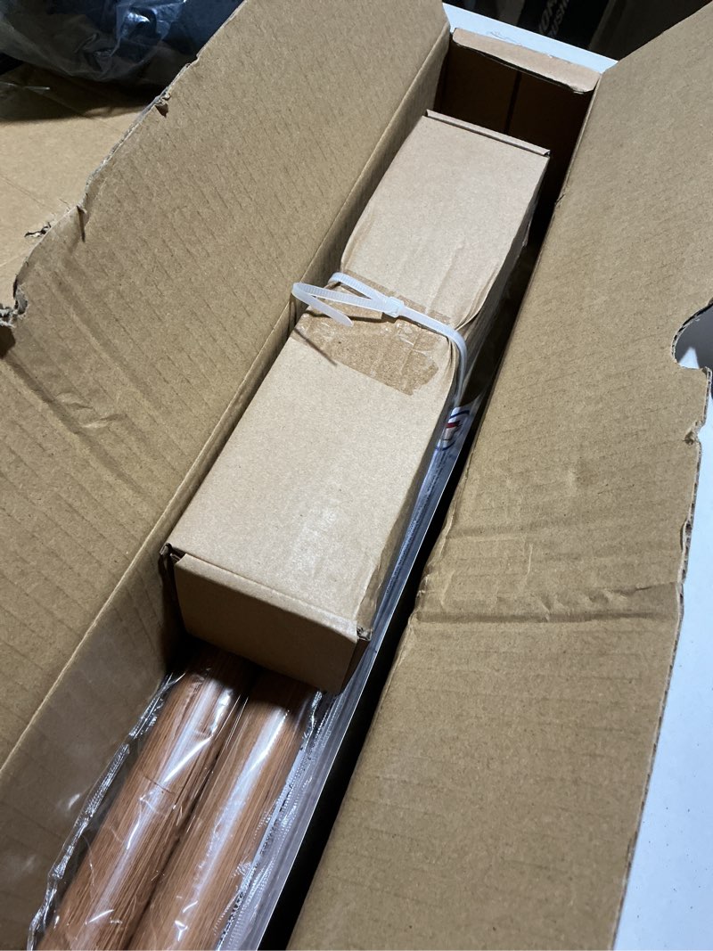 Condition photo showing Good Condition for brown wood grain ball adjustable curtain rods, 18-45 inch, heavy duty, farmhouse rustic, indoor/outdoor, iron with imitation wood grain baked enamel finish wood grain 18-45"(1 pack)