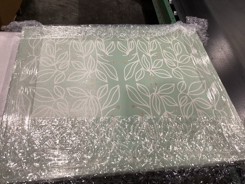 Condition photo showing New/Like New for Wynwood Studio Floral and Botanical Modern Wrapped Canvas Art - Light Mint Plants, Wall Art for Living Room, Bedroom, and Bathroom, 30" x 36", Green and Gold Home Decor 36"L x 30"W