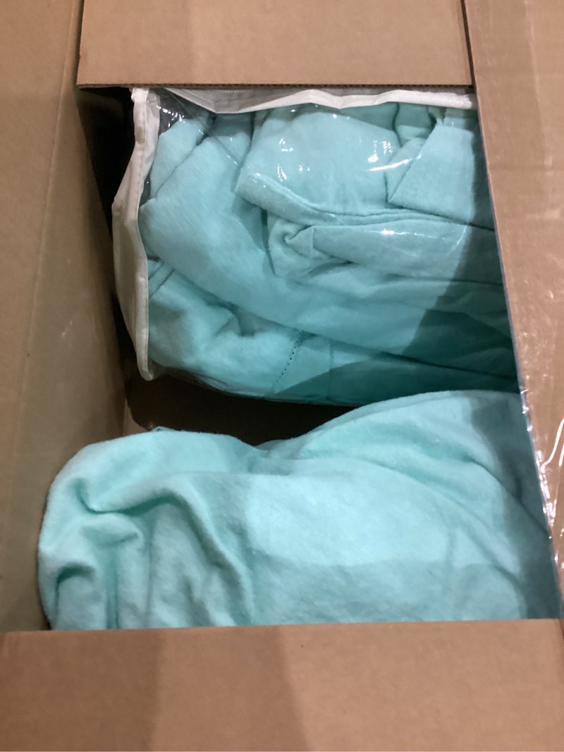Condition photo showing As Is for pointehaven flannel deep pocket set with oversized flat sheet, king, aqua