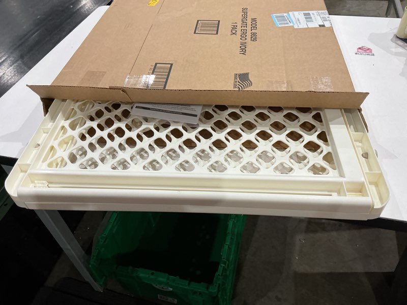 Condition photo showing Good Condition for toddleroo by north states 42” wide supergate ergo baby gate, made in usa: for doorways or stairways. includes wall cups. pressure or hardware mount. 26” - 42” wide (26" tall, ivory) (b0065adp4c)