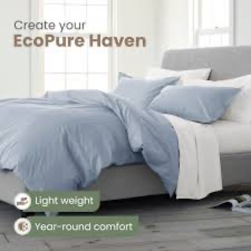 martex ecopure comfort wash 2-piece solid twin comforter set – 100% organic cotton - all-season - br