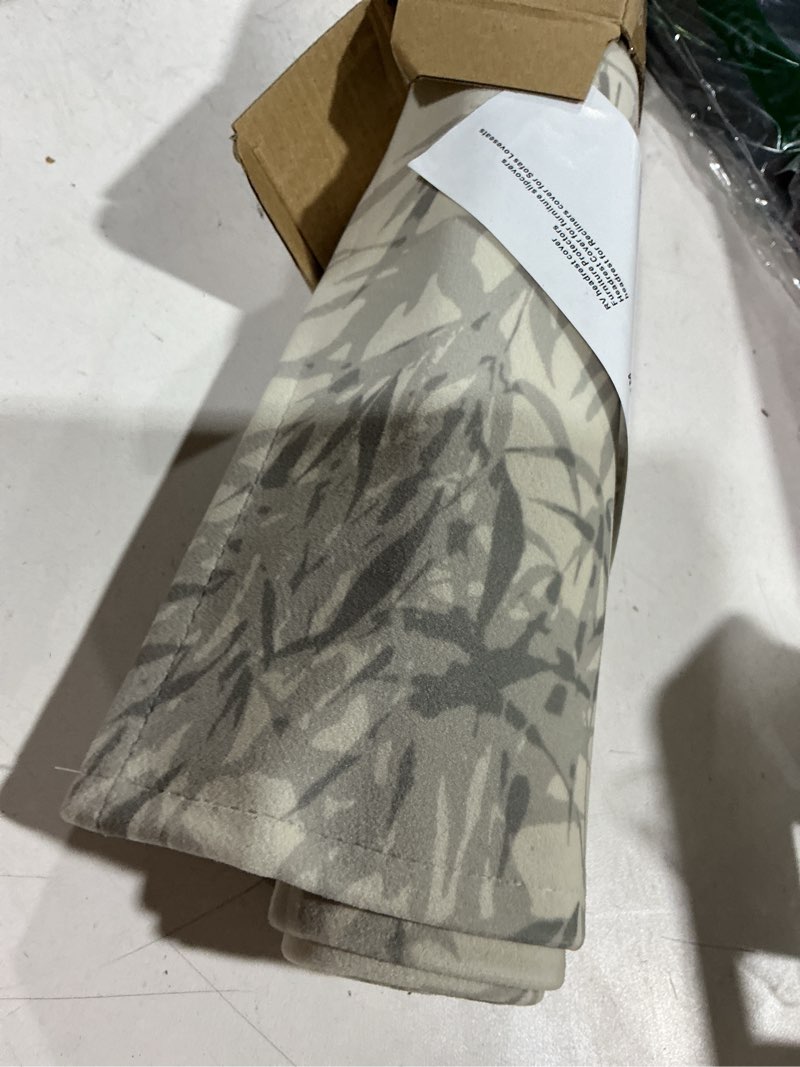 Condition photo showing Good Condition for non slip headrest cover for recliner chair, velvet printed lazy boy recliner headrest cover, furniture headrest protector for office chair theater seat and sofa,gray leaves