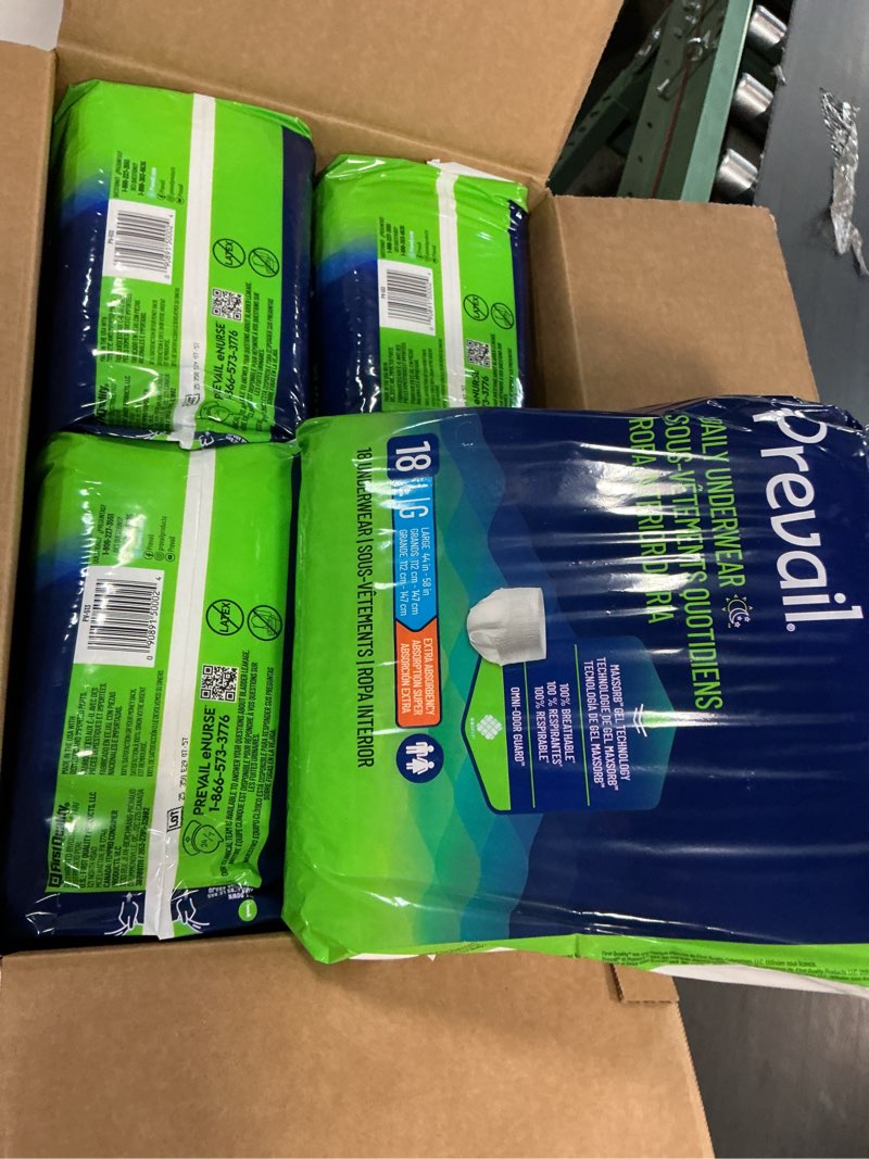 Condition photo showing New/Like New for (( Size L/G))Prevail Daily Protective Underwear - Unisex Adult Incontinence Underwear - Disposable Adult Diaper for Men & Women - Maximum Absorbency - 12 Count