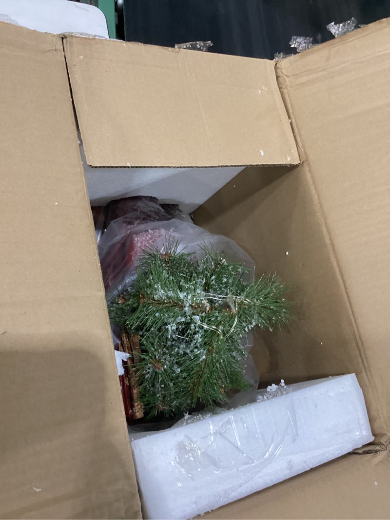 Condition photo showing Good Condition for demdaco holly lodge vintage led red truck hauling tree, 13 x 11 in | resin christmas figurine, led working headlights, requires 3 aa batteries, from the holly lodge collection, festive decor