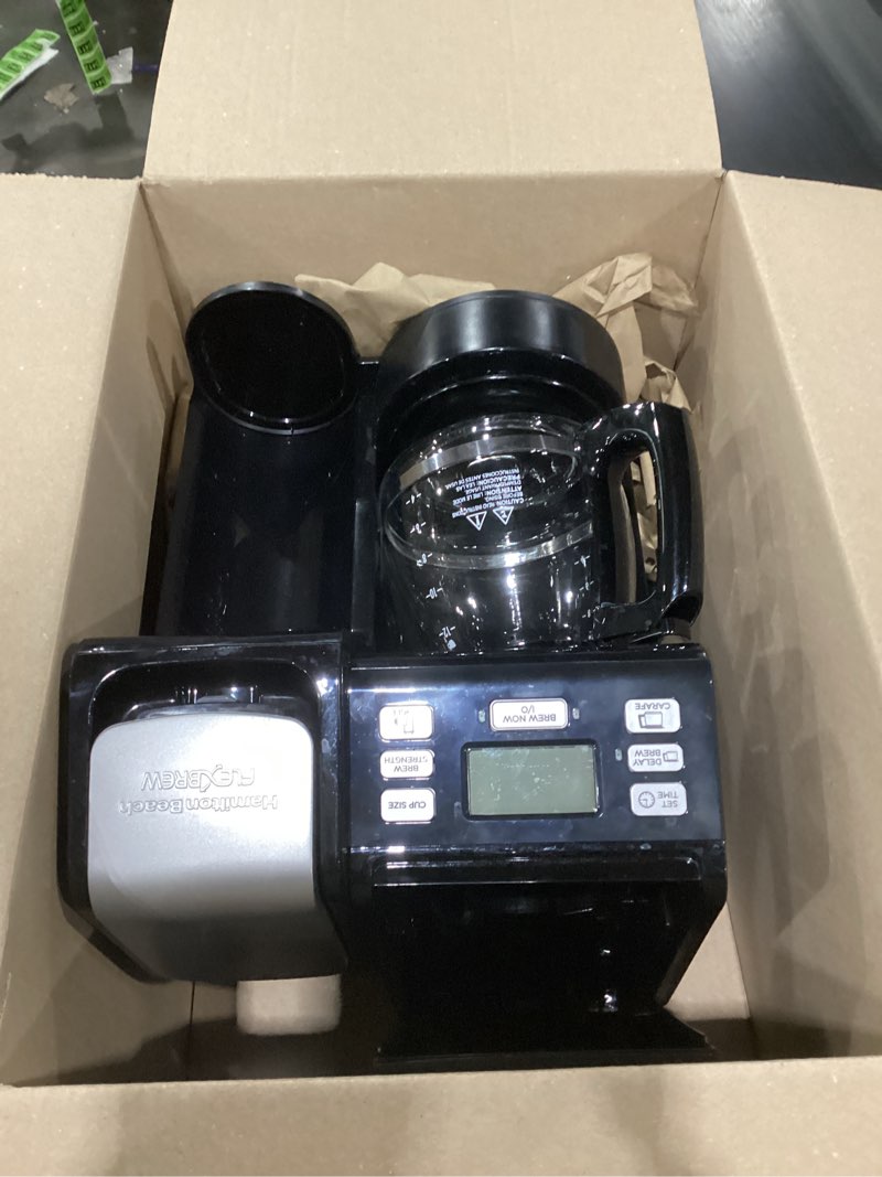 Condition photo showing Good Condition for Product not tesyed Hamilton Beach FlexBrew Trio 2-Way Coffee Maker, Compatible with K-Cup Pods or Grounds, Combo, Single Serve & Full 12c Pot, Black - Fast Brewing (49902)