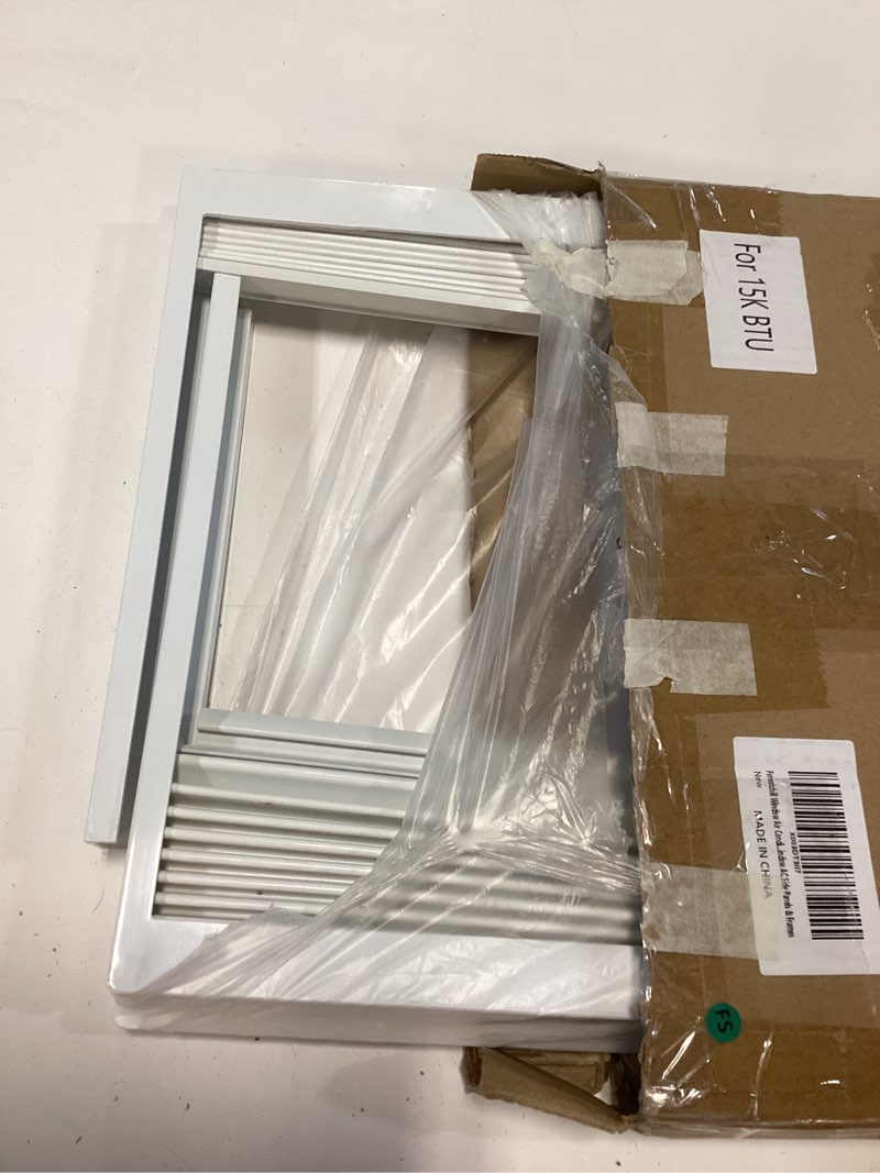 Condition photo showing As Is for forestchill window air conditioner side panel with frame, fit most 15,000 btu units, room ac accordion filler curtain kit replacement, include window ac side panels & frames white, fit 15,000 btu units