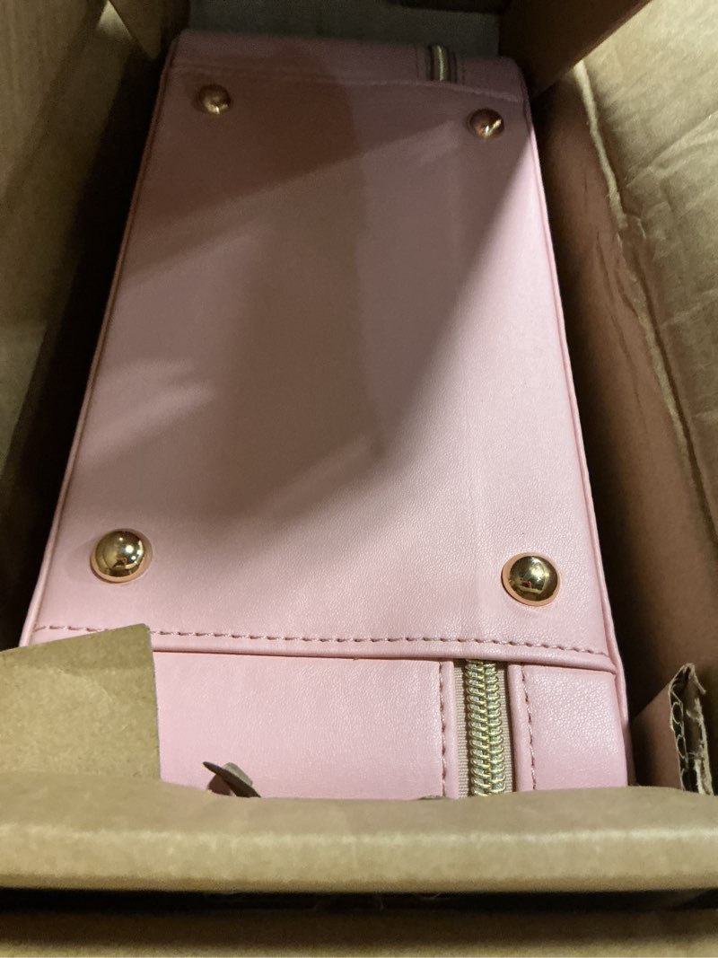 Condition photo showing Good Condition for mocado travel makeup bag with led lighted mirror,makeup case with 3 color lighted setting and 10x magnifying mirror, portable storage and adjustable dividers (pink with hard leather)